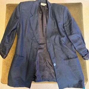 Vintage Linen Oversized Navy Blazer